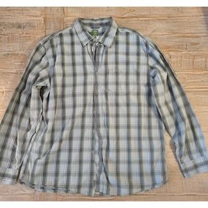 Timberland Shirt Mens XL Extra Large Blue Button Up Plaid Long Sleeve Adult